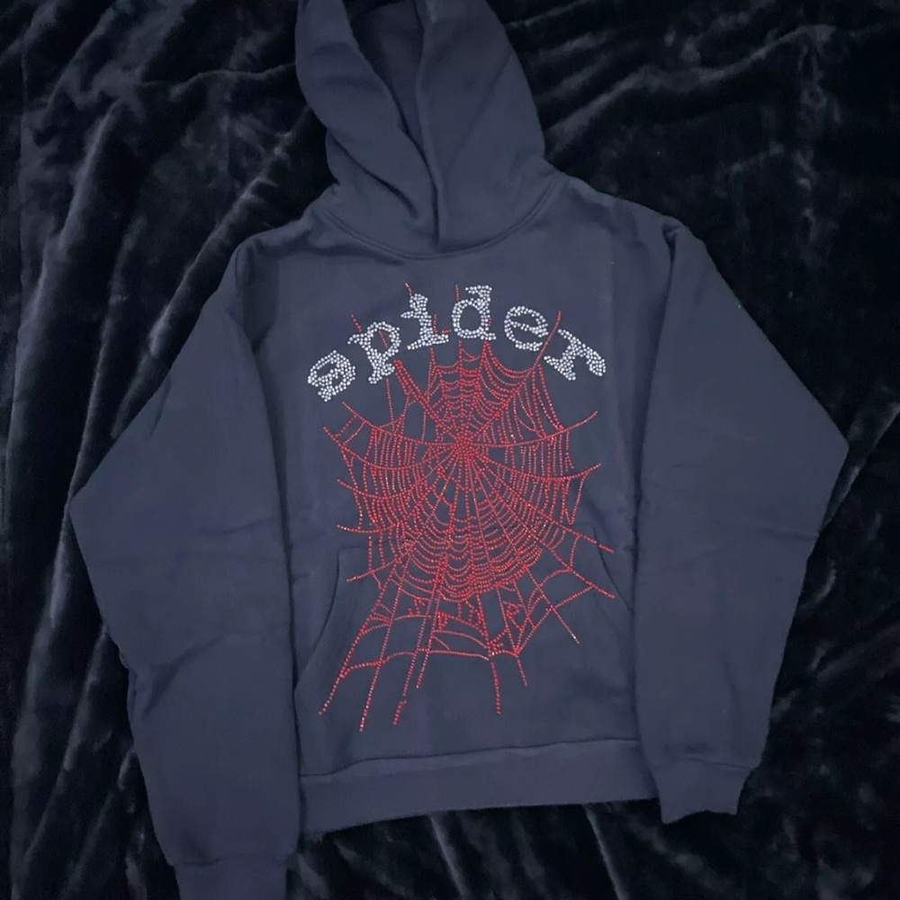 Black and Red Hoodie with Maple Leaf Design
